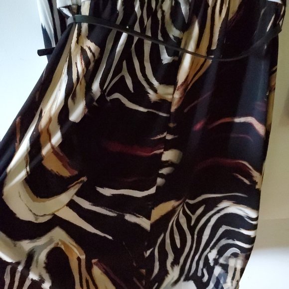 A Luxology Women's Dress Animal Print Career Evening Old Money Belted  S - Picture 5 of 12
